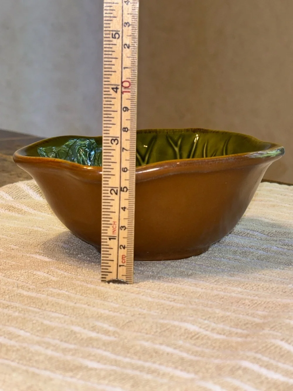Autumn Thanksgiving Studio JCP Ceramic Green Leaf Serving Dish Bowl